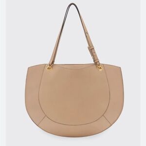 Ulla Johnson Mira Half Moon Leather Shoulder Bag/Tote in Sand